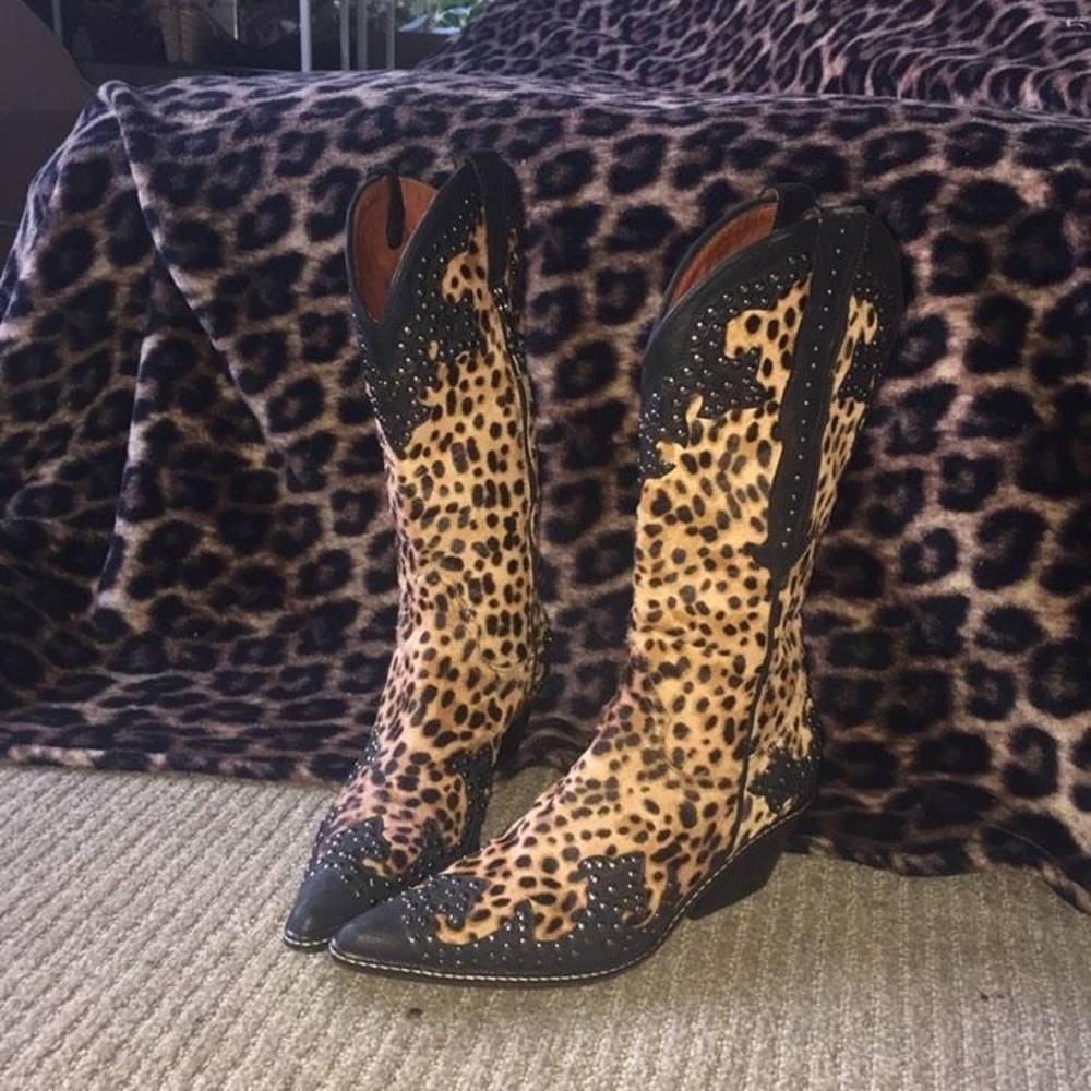Designer Leopard Print Western Boots